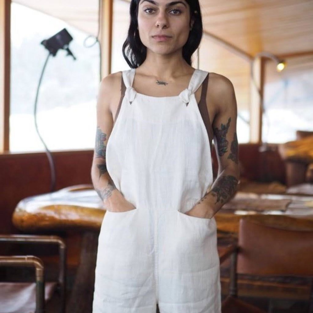 Beaton Linen Overalls in Alabaster